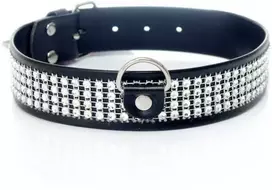 Fetish B Series Erotinė apykaklė su kristalais, reguliuojama, 3 cm