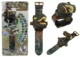 Išmanusis laikrodis Lean Toys 3D Projekcinis laikrodis vaikams Tyrannosaurus Rex 22cm
