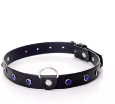 Fetish B Series Bdsm bondage dominantinė apykaklė 2cm odinė tamsiai mėlyna