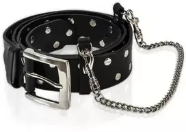 Whips Collections Dirželis odinis diržas su dygliuota bdsm grandinėle