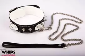 Whips Collections Bindings - Slave apykaklė su pavadėliu, balta