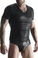 Regnes Fetish Planet Vyriški su wetlook marškinėliai V formos iškirpte l