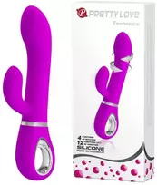 Vibratorius Pretty Love su klitorio masažuokliu ir 19 cm USB sukimu