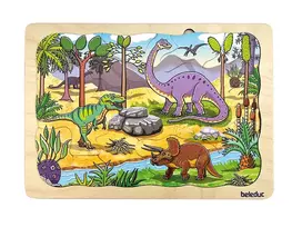 Beleduc lavinamoji priemone - sluoksniuota medinė dėlionė Dinozaurai (17062)