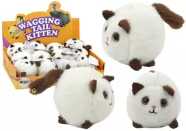 Lean Toys Pliušinis šokinėjantis katinas su varpeliu, balta spalva, 12x7x7 cm