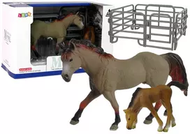 Lean Toys Figūrėlių rinkinys Žirgas su jaunikliu ir aptvaru LeanToys
