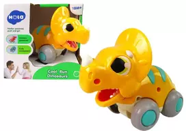 Lean Toys Žaislinis Geltonas Triceratopsas su Ratukais