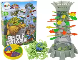 Lean Toys Stalo žaidimas vaikams „Krentantys dinozaurai“ su bokštu