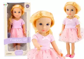 Lean Toys Lėlė su rausva suknele ir ilgais šviesiais plaukais