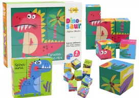 Lean Toys Spalvotos dėlionės blokai dinozaurai 6in1, 9 el.