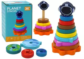 Dėlionė Medinė piramidė Planetos Lean Toys, 10 d.
