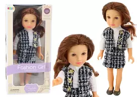 Lean Toys Lėlė su elegantiškais languotais drabužiais ir rudais plaukais