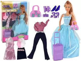 Lean Toys Lėle su žydra suknele ir priedais