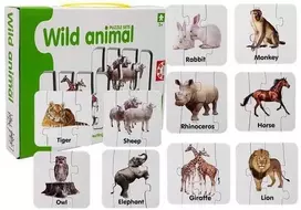 Edukacinė dėlionė "Laukiniai gyvūnai", anglų k., 10 derinių