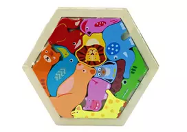 Lean Toys Medinė dėlionė vaikams su gyvūnais, 12 detalių