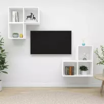 TV staliukas Televizoriaus spintelių komplektas, 4 dalių, baltas, MDP