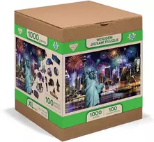 Dėlionė WOODEN CITY Medinės Puzzle – Naujoji Yorkas Naktį XL, 1000 elementų