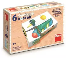 Dino medinių kaladėlių dėlionė 6 vnt Antis