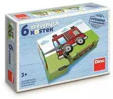 Dino medinių kaladėlių dėlionė 6 vnt Mašinos