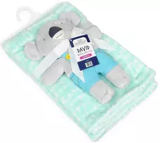 Baby Matex Kūdikio pledas 75x100 David 01 Meškiukas koala šviesiai žalias pliušinis žaislas talismanas BabyMatex