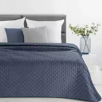 Eurofirany Tamsiai mėlynas aksominis pledas, 170x210 cm dekoratyvinė lovatiesė, minkštas miegamojo dekoras, dygsniuotas pledas, namų tekstilė Lovatiesė