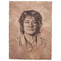 Plakatas Weta Workshop Žiedų valdovo Bilbo Bagginso portreto statulos paveikslas