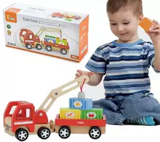 Viga Toys VIGA medinis kranas su konteineriais