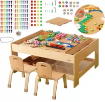 MASTERKIDZ medinis edukacinis stalas + STEM sienos priedai + 135 kaladėlės
