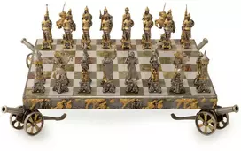 Italfama NAPOLEONAS BONAPARTAS II: Ypač prabangūs šachmatai iš Bronzos dengti tikru 24K auksu