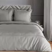 Eurofirany Medvilninio satino patalynės komplektas, 160x200 cm, sidabrinė spalva, siuvinėtas gėlių raštas, užsegimas užtrauktuku, 125 g/m² svoris, kvėpuojantis medvilnės audinys, minkšta patalynė