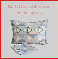 100 proc. medvilnės patalynės komplektas - Antklodės užvalkalas 220x200 cm. + pagalvės užvalkalai 50x70 cm. (2 vnt.)