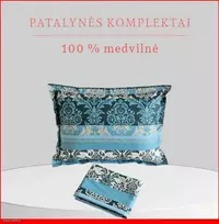 100 proc. medvilnės patalynės komplektas - Antklodės užvalkalas 220x200 cm. + pagalvės užvalkalai 50x70 cm. (2 vnt.)