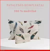 100 proc. medvilnės patalynės komplektas - Antklodės užvalkalas 200x200 cm. + pagalvės užvalkalai 50x70 cm. (2 vnt.)