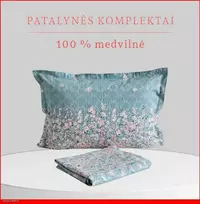 100 proc. medvilnės patalynės komplektas - Antklodės užvalkalas 200x200 cm. + pagalvės užvalkalai 50x70 cm. (2 vnt.)