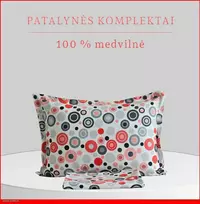 100 proc. medvilnės patalynės komplektas - Antklodės užvalkalas 200x200 cm. + pagalvės užvalkalai 50x70 cm. (2 vnt.)