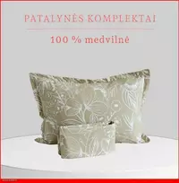 100 proc. medvilnės patalynės komplektas - Antklodės užvalkalas 200x200 cm. + pagalvės užvalkalai 50x70 cm. (2 vnt.)