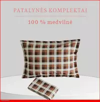 100 proc. medvilnės patalynės komplektas - Antklodės užvalkalas 140x200 cm. + pagalvės užvalkalas 50x70 cm. (1 vnt.)