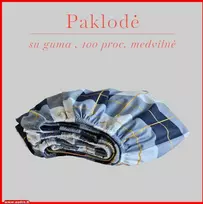 Paklodė su guma 100/140/160/180/200x200+20cm. - 100x200+20cm.