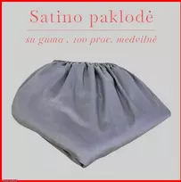 Satino paklodė su guma 100/140/160/180x200+30cm. - 100x200+30cm.