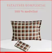 Medvilnės pagalvės užvalkalas - 50x70 cm. su užtrauktuku