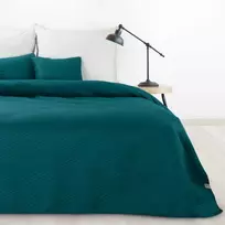 Eurofirany Tamsiai turkio dekoratyvinis pledas, 200x220 cm su pagalvės užvalkalais, dryžuotas raštas, miegamojo dekoras, minkštas poliesterio pledas, patalynės komplektas Lovatiesė