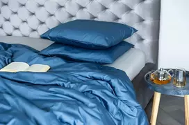 MIEGO GURU PREMIUM satino patalynės komplektas “Ocean mėlynas” (TC300) 200x200cm