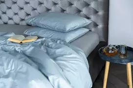 MIEGO GURU PREMIUM satino patalynės komplektas “Sky mėlynas” (TC300) 200x220cm