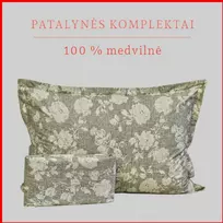 100 proc. medvilnės patalynės komplektas - Antklodės užvalkalas 200x200 cm. + pagalvės užvalkalai 50x70 cm. (2 vnt.)