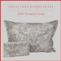 100 proc. medvilnės patalynės komplektas - Antklodės užvalkalas 200x200 cm. + pagalvės užvalkalai 50x70 cm. (2 vnt.)
