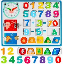 Malplay Medinė manipuliacinė mokomoji lenta matematikos skaičiai, laikrodis