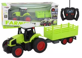 Lean Toys Nuotoliniu būdu valdomas žaislinis traktorius su priekaba 1:16