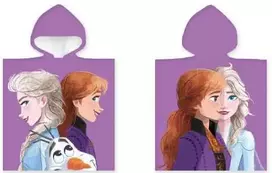 Disney Ledo šalis violetinis paplūdimio rankšluostis pončas 50x100 cm