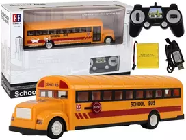 Mokyklinis autobusas su nuotolinio valdymo pultu, geltonas