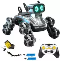 Interaktyvus šuo robotas, valdomas nuotolinio valdymo pultu ir rankų gestais, sidabrinė spalva